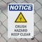 Signmission Crush Hazard Keep Clear OSHA Notice Sign, Plastic, 10in W x 14in L, 2PK OS-2PACK-NS-P-1014-V-10848 - alternate 7